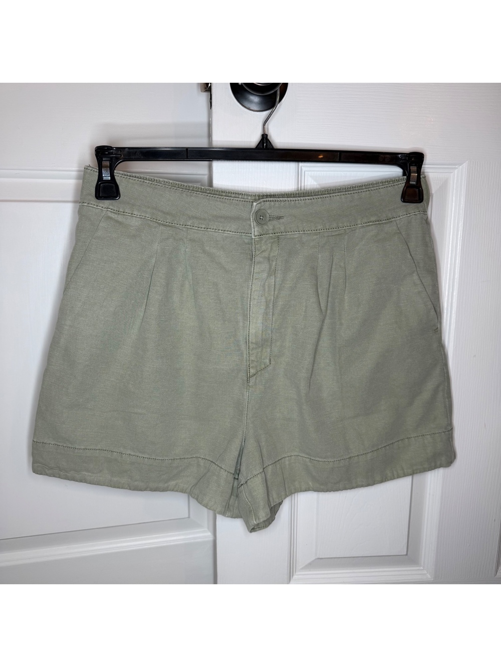 Joie Cotton Linen Blend Light Green High Rise Shorts Women’s M Pockets
